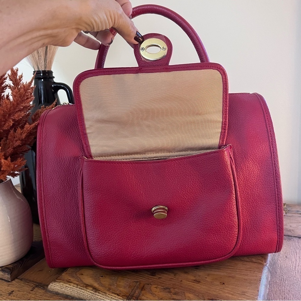 Ora Delphine Kelly Red Satchel Handbag Crossbody #208 - Picture 8 of 12